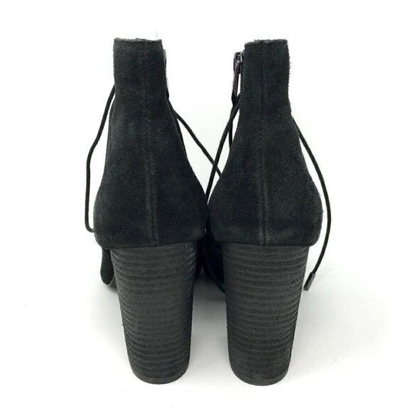 Fergie Riviera Peep Toe Booties Black Leather 9.5 - Picture 5 of 8